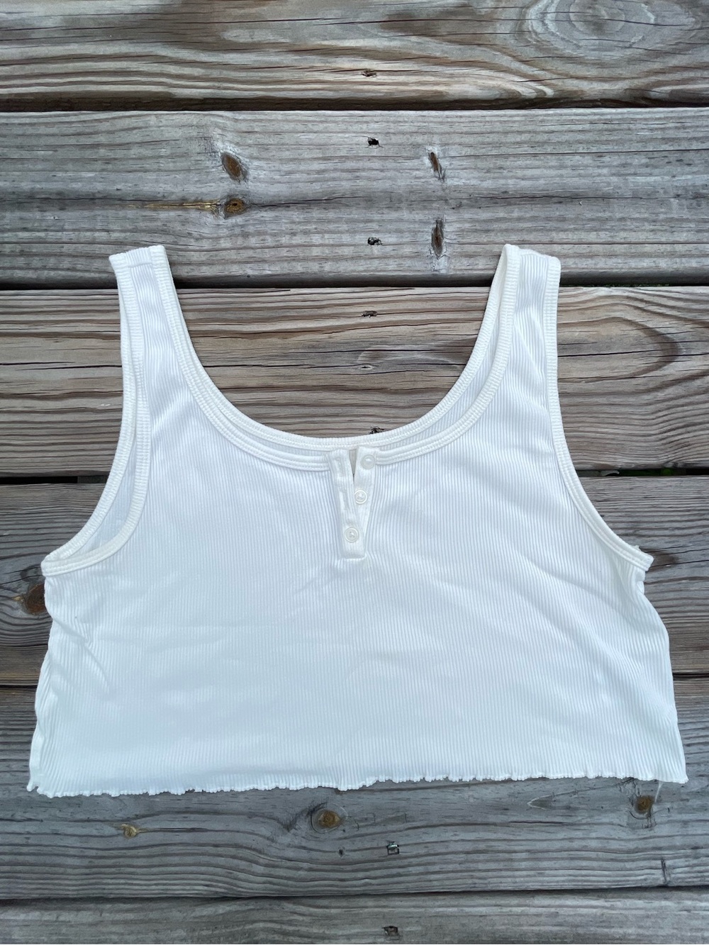 AE white ribbed tiny top